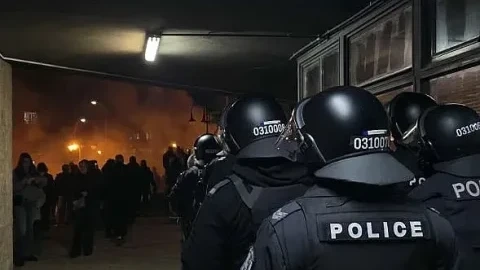 СНИМКИ Погром ! Нахлуха в централата на ГЕРБ, пожари, бомбички и лютив спрей, в София стана страшно