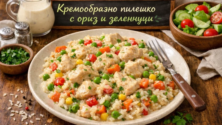 Рецепта за обяд в понеделник: Кремообразно пилешко с ориз и зеленчуци